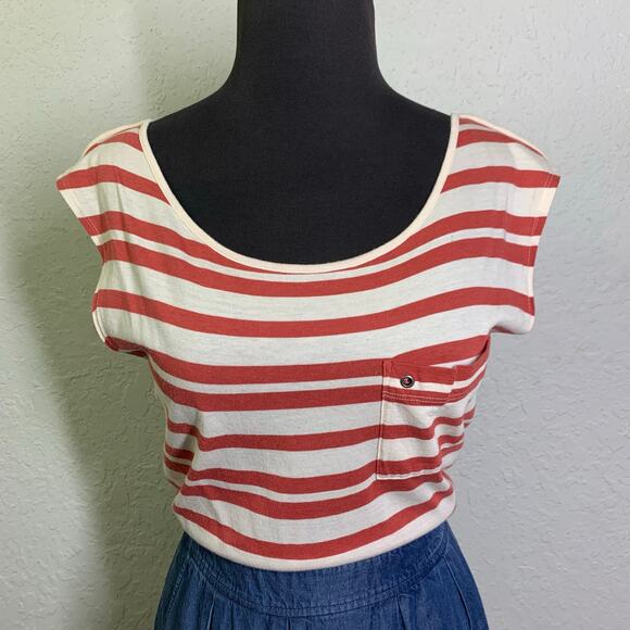 ODILLE Anthropologie Dress 2 Striped Scoop Neck Chest Pocket Chambray Skirt - Picture 5 of 14